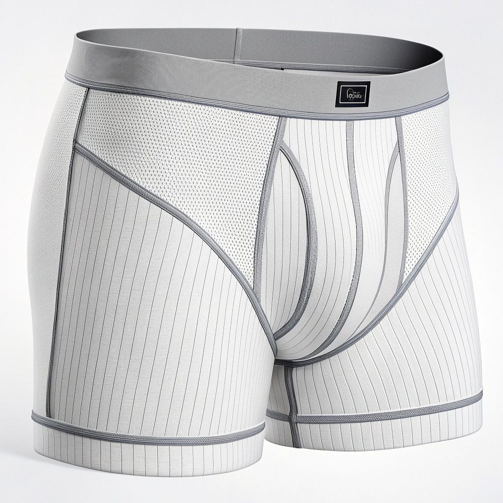 FANN Silver Line White underwear concept render; final design pending